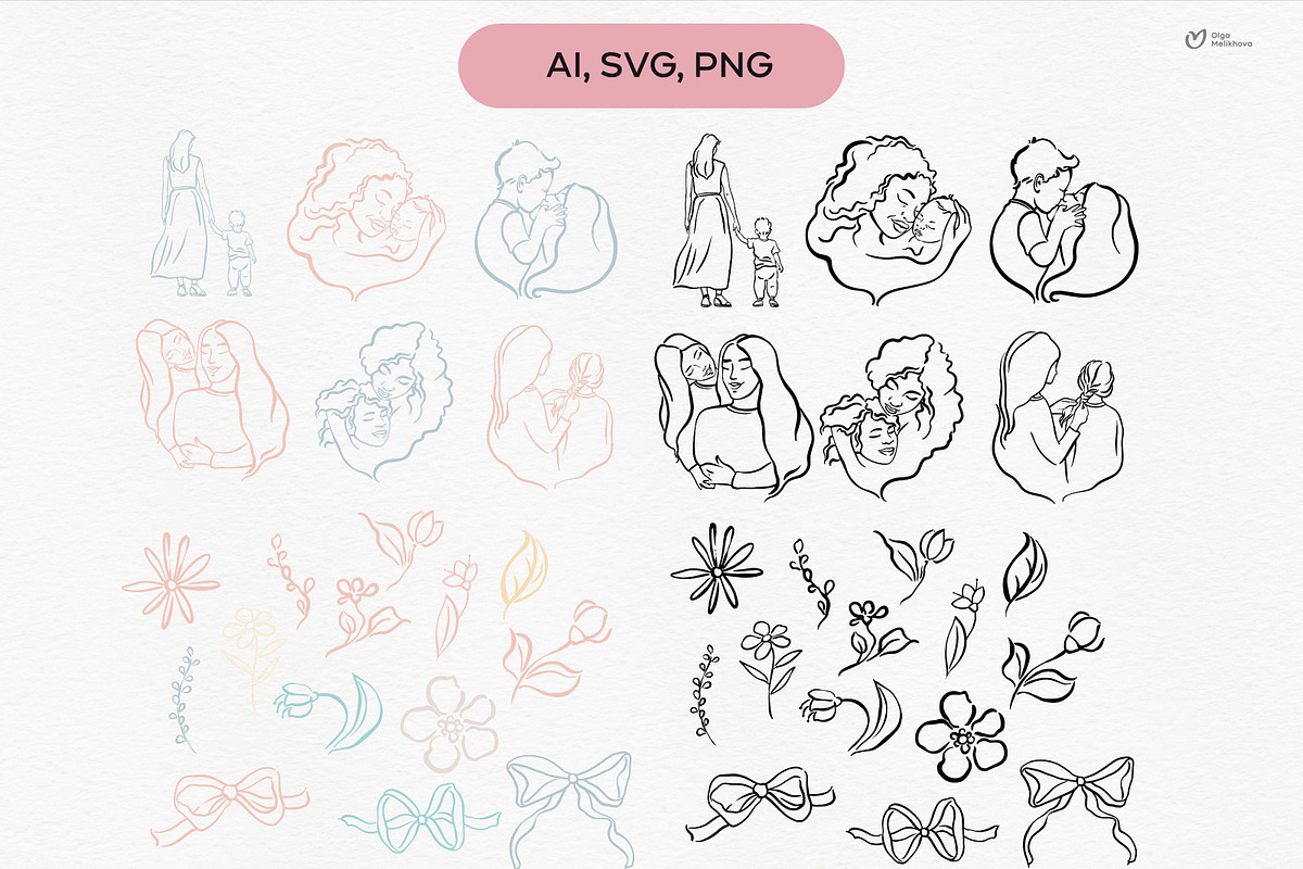 Mother's Day SVG Bundle, an Illustration by ollalya (Photo 2 of 9)