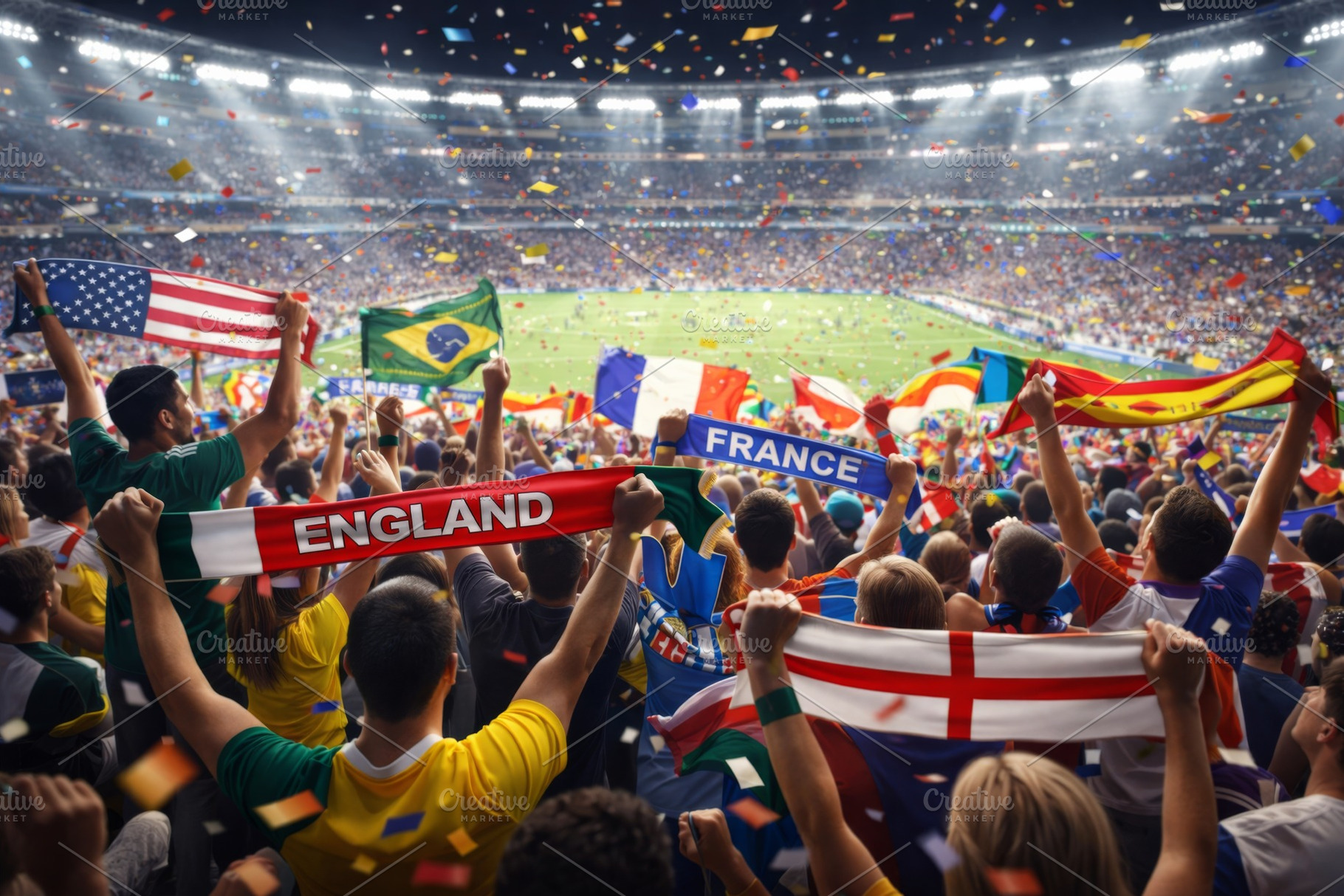 Football fans cheering during 2026 c, a Photo by Dvoevnore photos