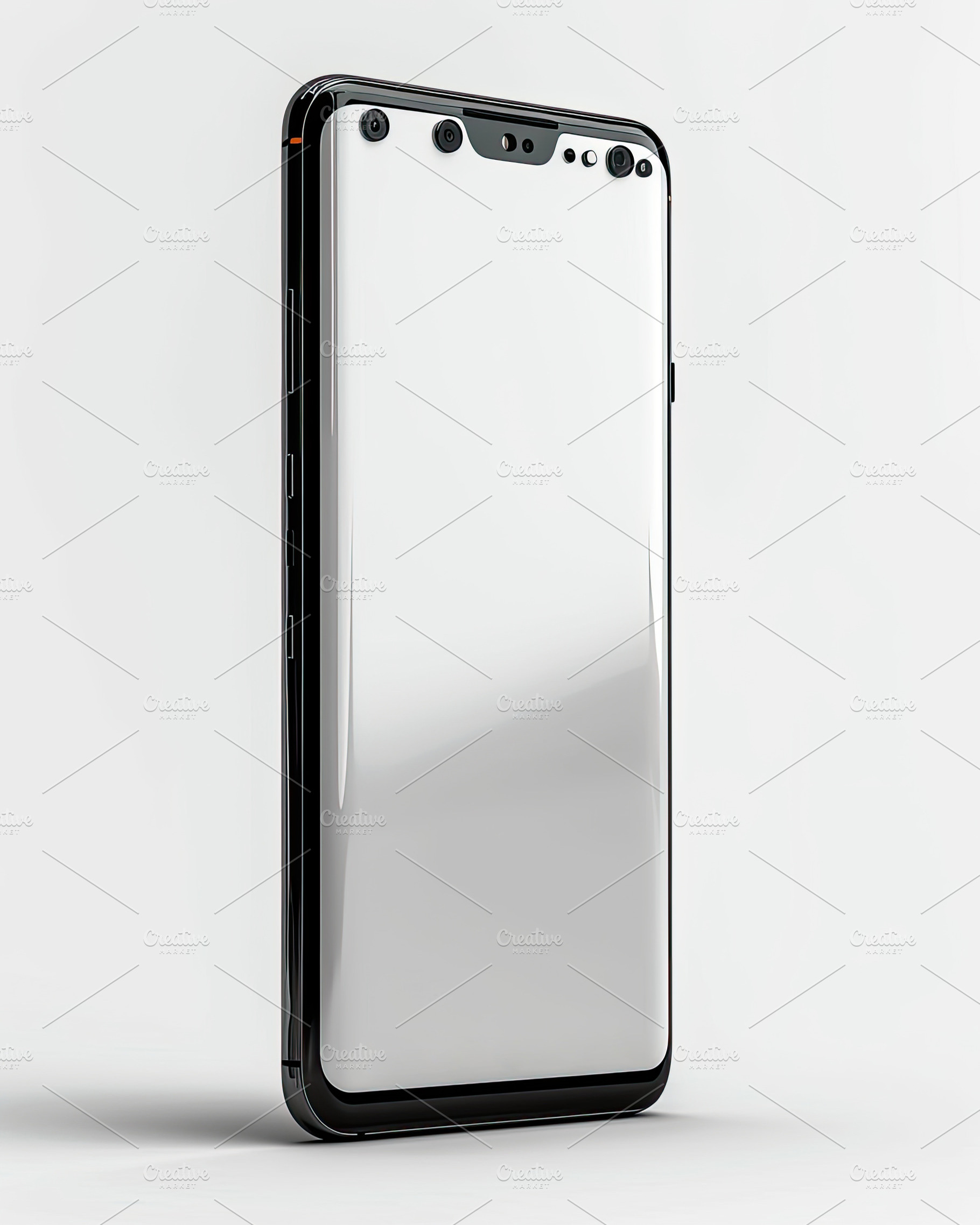Futuristic white smartphone with multiple front-facing cameras a, a Background Photo by José Manuel Gelpi