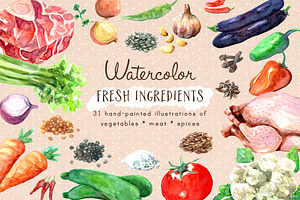 Watercolor Fresh Ingredients