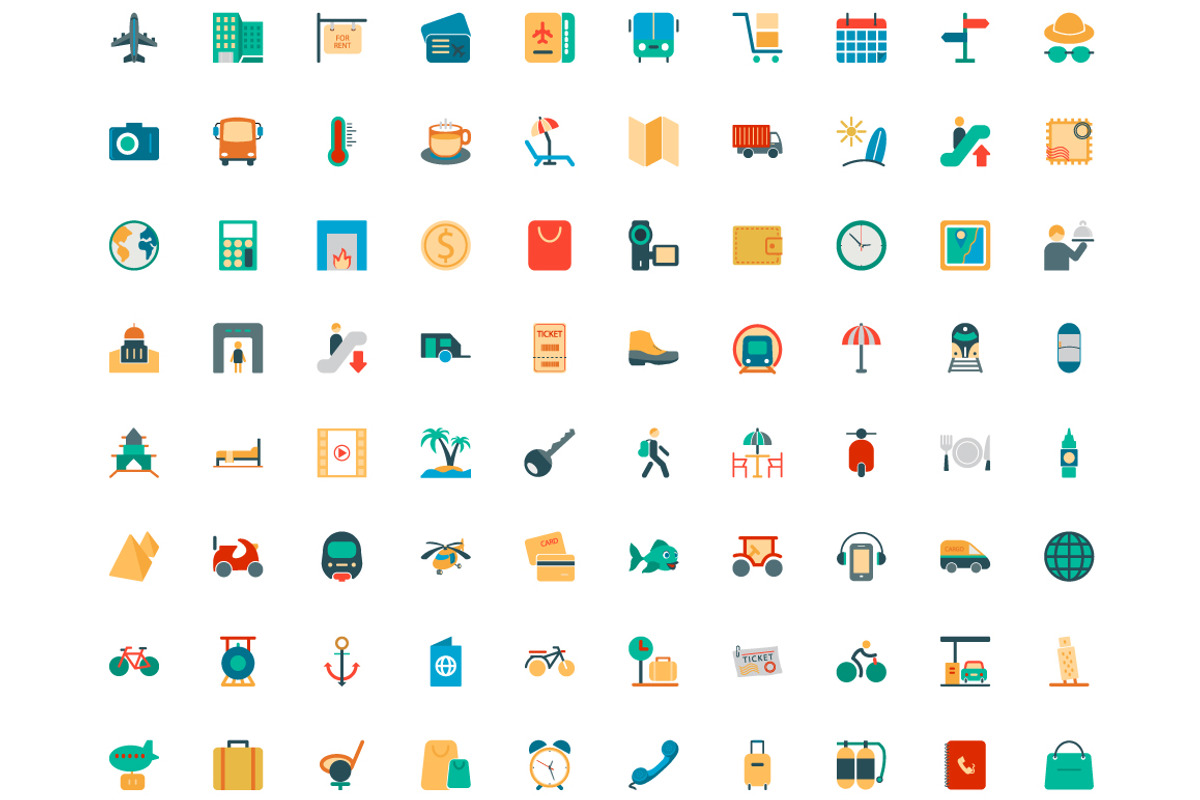 120 Travel Colored Vector Icons, a Duotone Icon by Creative Stall (Photo 2 of 2)