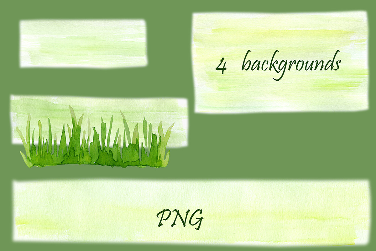 Watercolor handpainted clipart Grass, an Illustration by AqwaColor (Photo 3 of 4)