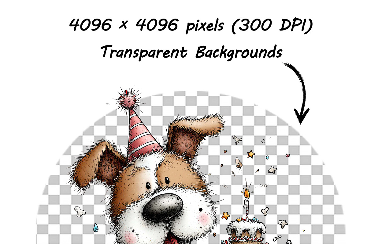 30 whimsical dog birthday clipart, an Illustration by one-touch (Photo 16 of 17)