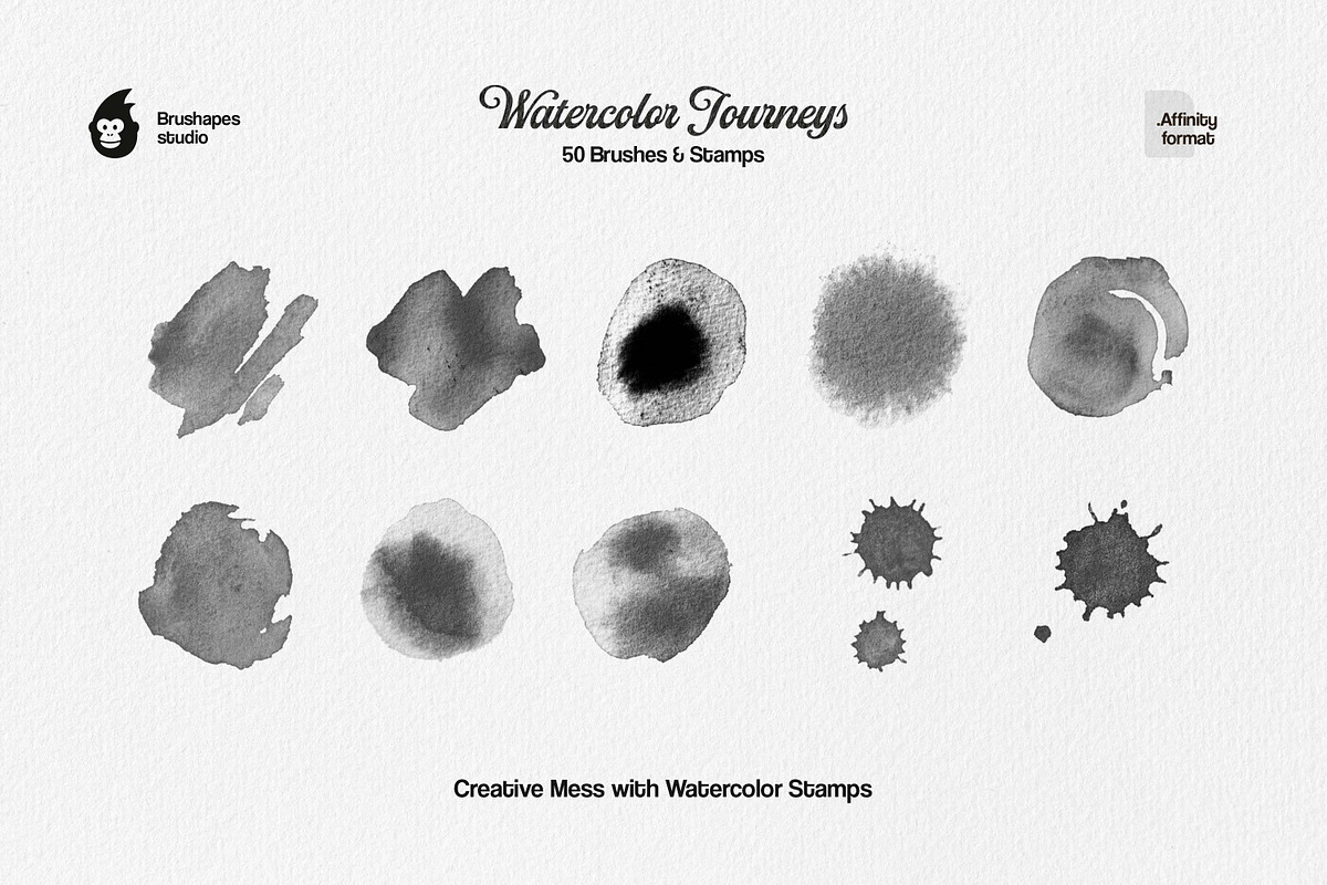 Watercolor Journeys Affinity Brushes, a Brush Add-On by brushapes.com (Photo 8 of 11)