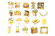 Pastel Lemon Clipart Bundle PNG, a Decorative Illustration by Anca Digital Vibe (Thumbnail 4 of 5)
