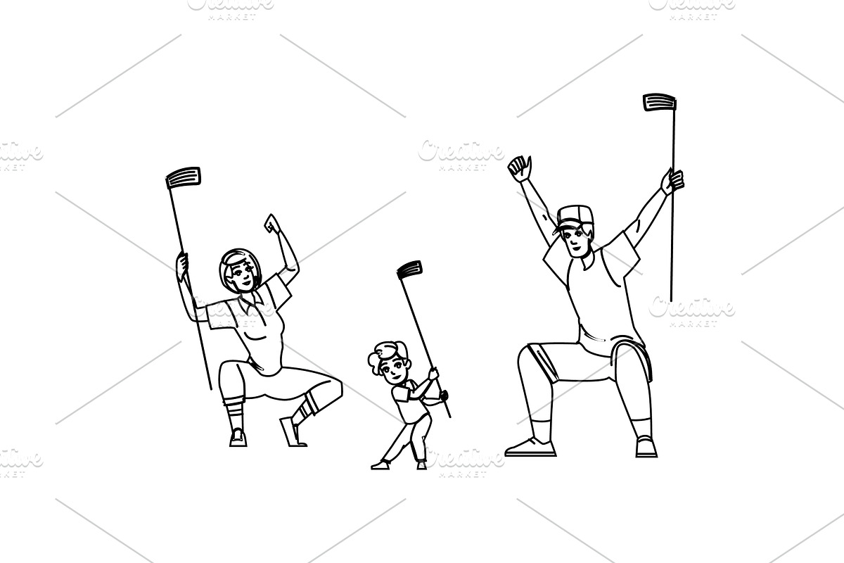 fun mini golf family vector, a Person Illustration by pikepicture