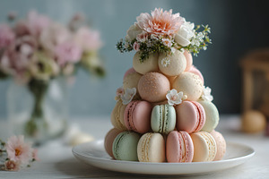 Colorful macaron tower at a party, a Photo by Beautiful things