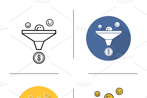 Sales Funnel Icons. Vector