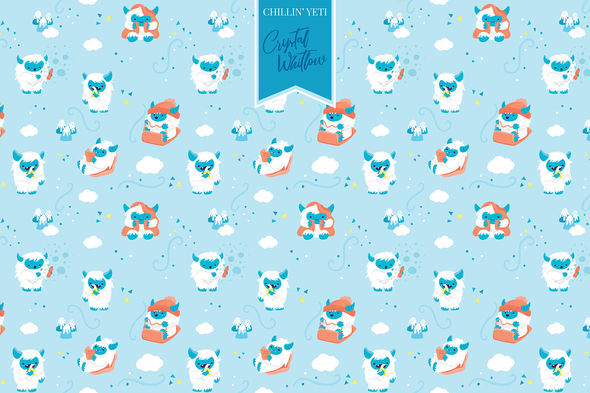 Chillin' Yeti Surface Pattern, a Pattern Graphic by Preyer Design (Photo 6 of 8)