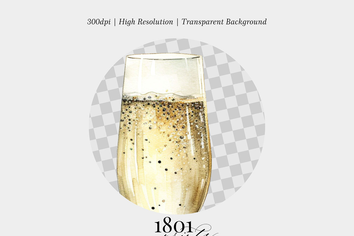 Champagne Watercolor Illustration, an Illustration by 1801Prints (Photo 4 of 4)