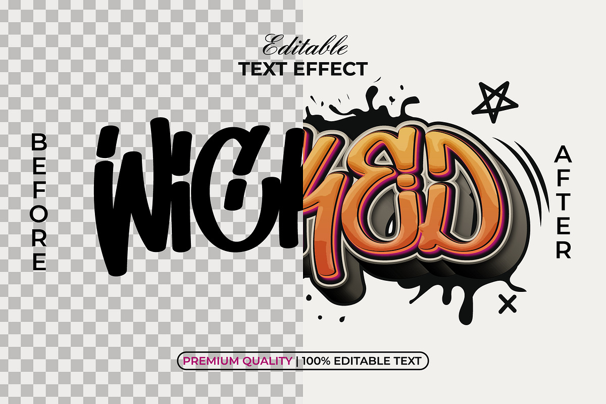 Wicked Text Effect Graffiti Style, a Layer Style Add-On by Mockmenot (Photo 2 of 2)
