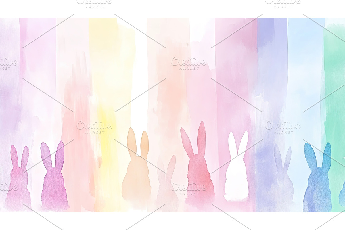 Colorful silhouettes of rabbits on, an Illustration by Lermont51
