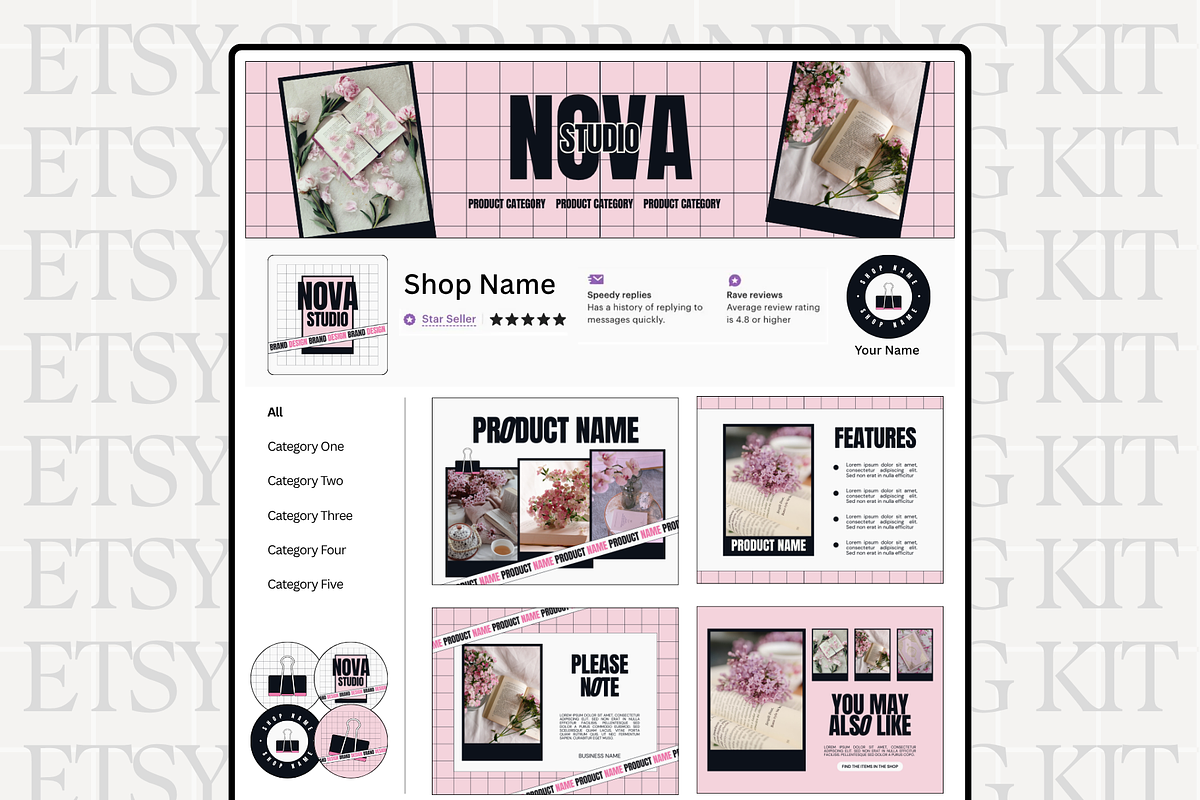 Modern Pink Etsy Shop Kit Template, a Branding & Logo Template by Anna Design Studio (Photo 1 of 8)
