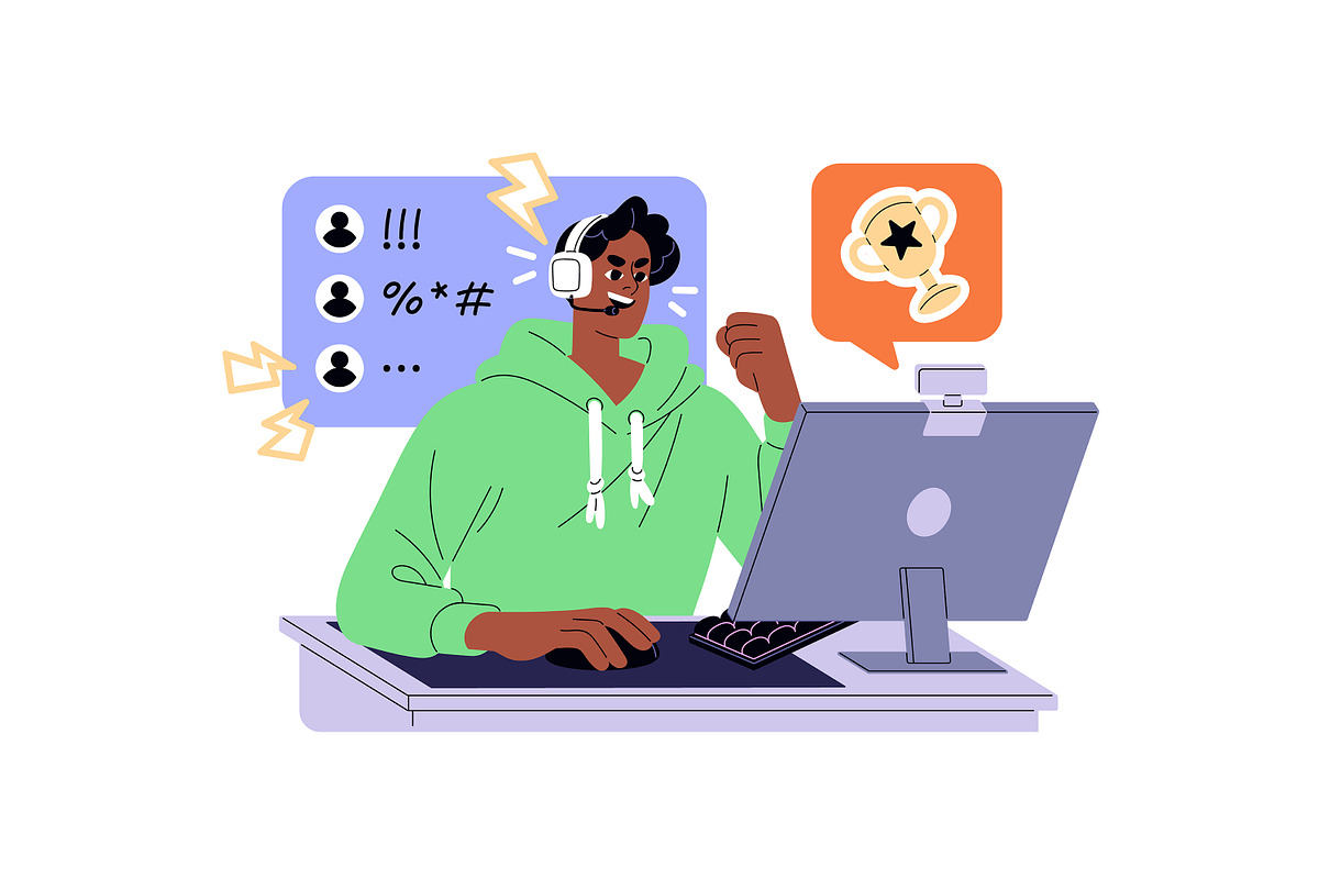 Gamers playing computer games set, an Illustration by PaperTrident (Photo 2 of 11)