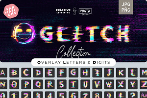 Digital Glitch Pixel Letters Overlay, a Symbol Font by PhotoSpirit