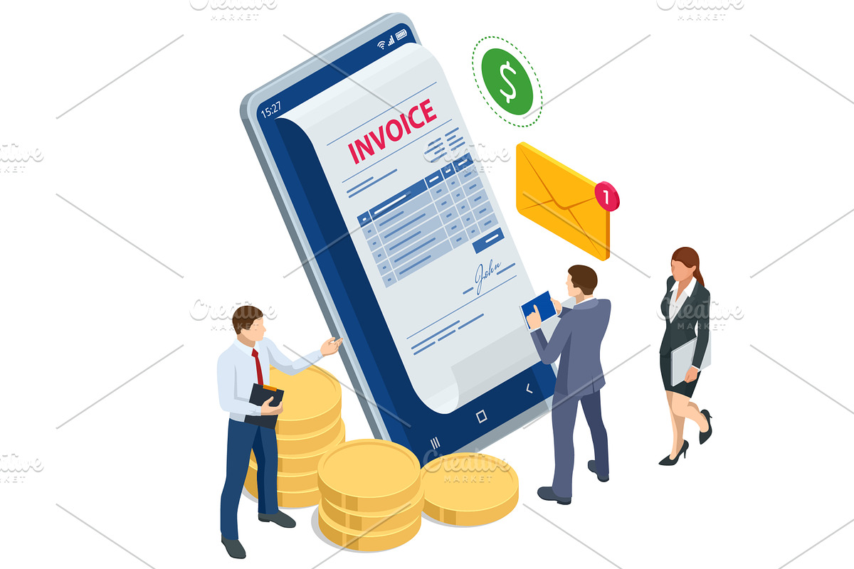 Isometric Mobile invoice payment, a Finance Illustration by Golden Sikorka