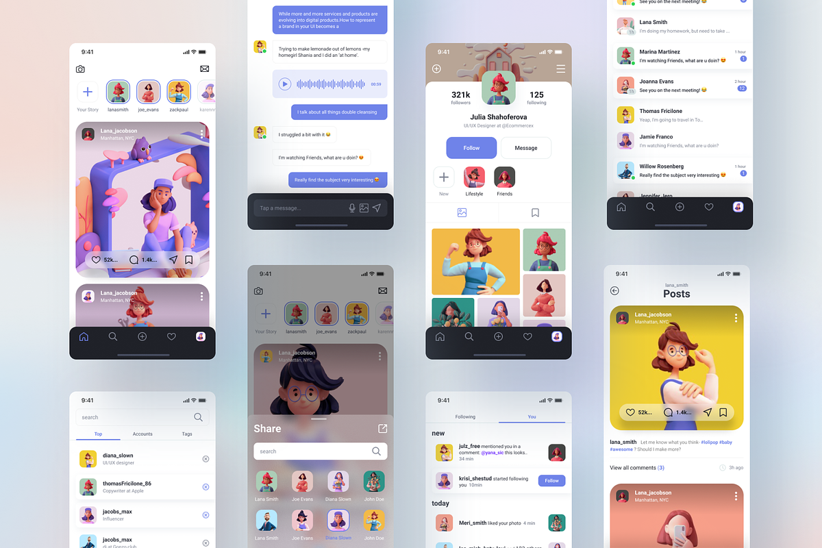 Social Media UI Kit (for Figma), an UI Kit Template by Julia Shagofferova (Photo 12 of 13)