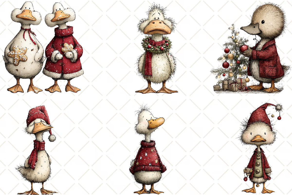 Christmas Duck Clipart, an Illustration by Black Bird Studio (Photo 6 of 6)