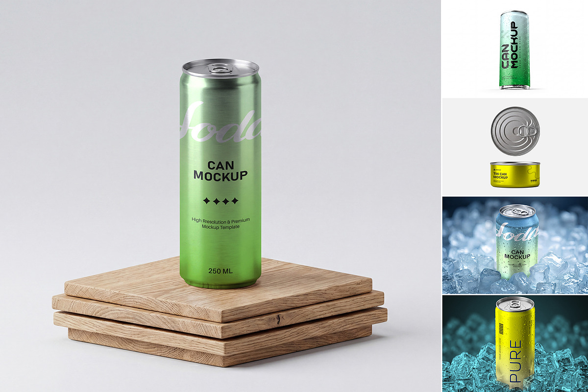 Soda Can Mockup Bundle, a Packaging Mockup by graphypix (Photo 2 of 14)