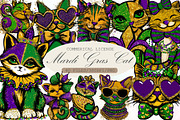 Whimsical Mardi Gras Cat Clipart, an Illustration by Sublimation Artist (Thumbnail 1 of 6)