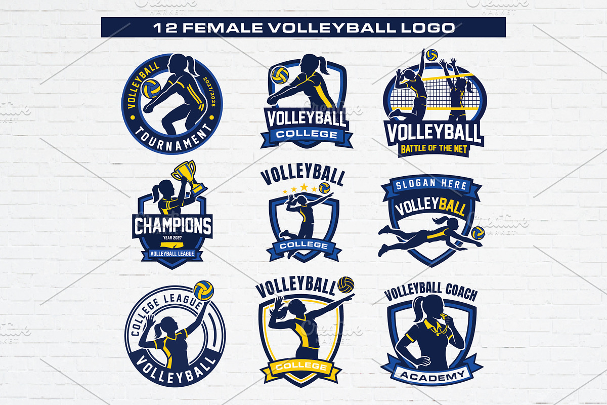 12 Female Volleyball Badge Logo, a Branding & Logo Template by Guavanaboy (Photo 1 of 3)