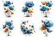 Whimsical Flowers Butterflies Clipar, an Illustration by CraftArtStudio (Thumbnail 6 of 6)