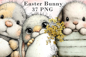Cute Easter Bunny Clipart, an Illustration by Libby Wishes