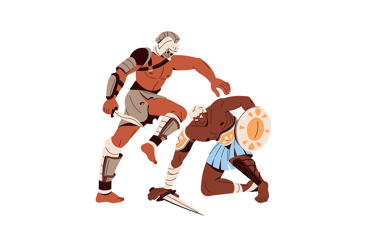 Roman, Spartan gladiators fight set, a Person Illustration by PaperTrident (Photo 6 of 7)