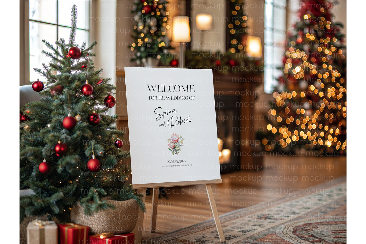 Christmas Sign Mockup with Tree, a Product Mockup by MockupWizard (Photo 3 of 4)