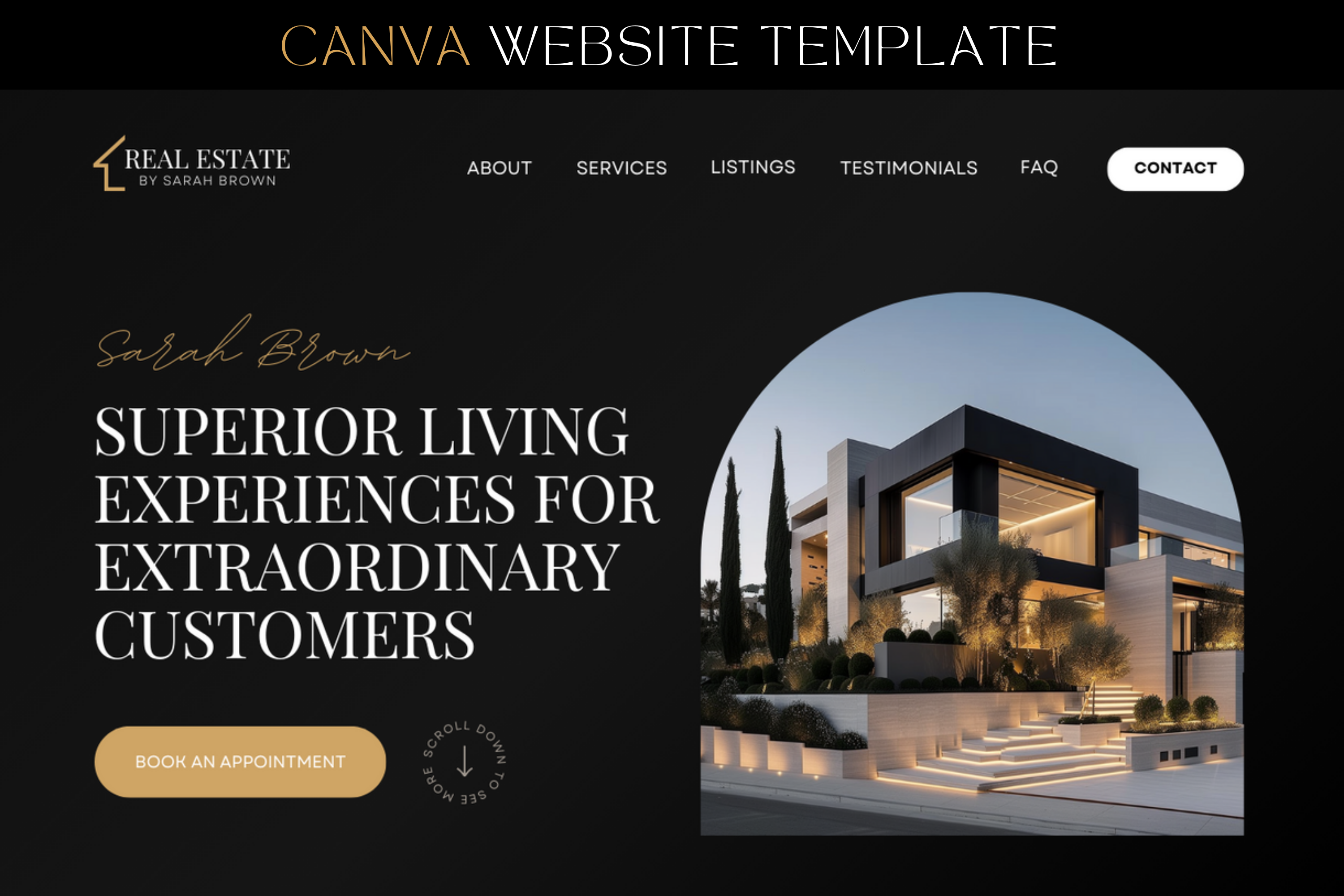 Real Estate Canva Website Template, a Landing Page Template by vectorocean