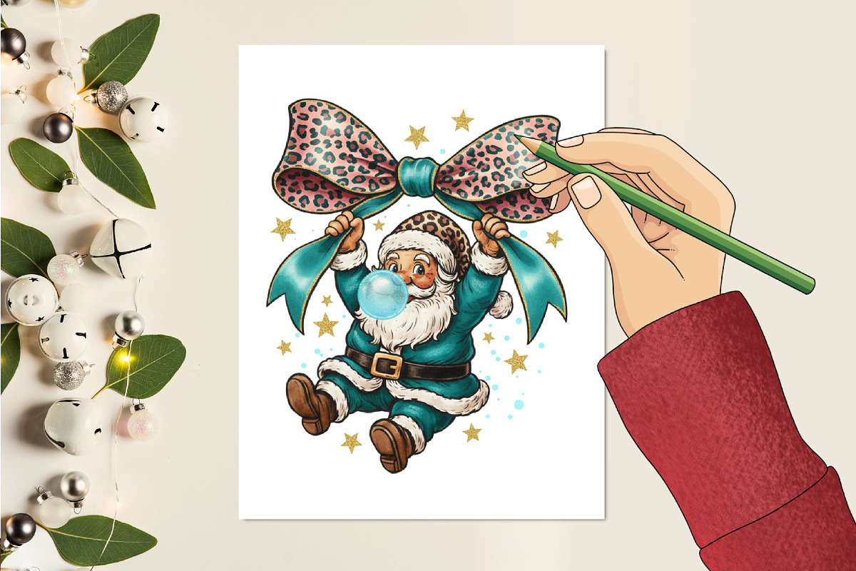 Leopard Santa Coquette Bow PNG, an Illustration by designcity5 (Photo 5 of 8)