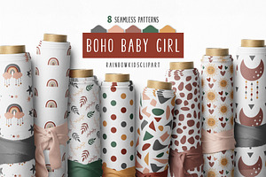 Boho Baby Girl Seamless Patterns