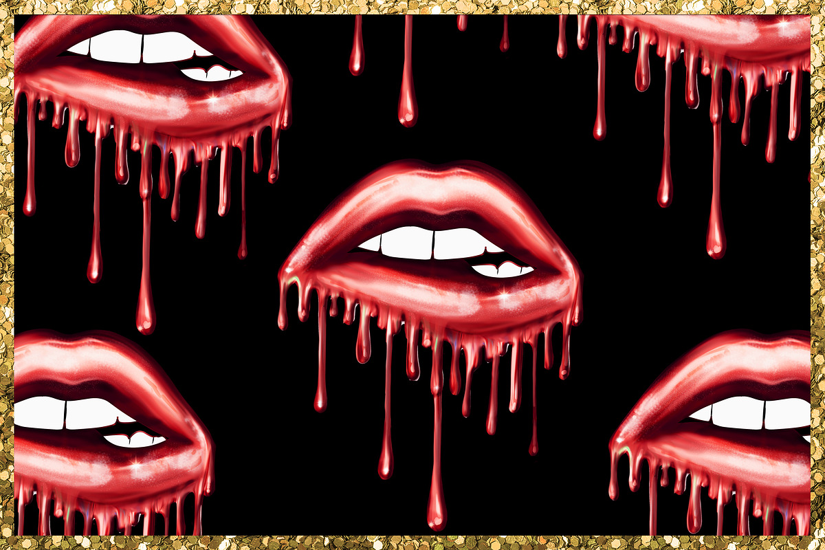 Dripping Lips Png Cliparts, a Decorative Illustration by The GG Shop (Photo 4 of 7)