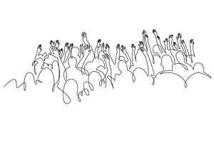 Cheerful crowd cheering illustration