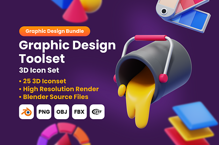 Graphic Designer Tools 3D Icons, an Object 3D Model by mwildancahya