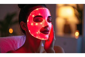 Woman using LED light therapy facial, a Technology Photo by Igor Tichonow