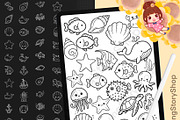 130 Ocean Animals Procreate Stamps, a Brush Add-On by DrawingStoryShop (Thumbnail 1 of 6)