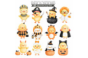 Halloween Duckling Watercolr Clipart, an Animal Illustration by CharmClipart (Thumbnail 4 of 9)