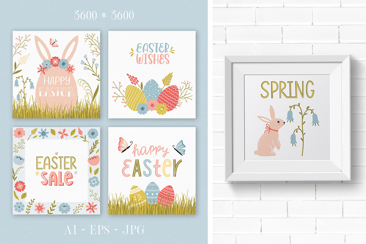 Easter & Spring. Cards and patterns, a Seasonal Illustration by Valeria Soloveva (Photo 5 of 15)