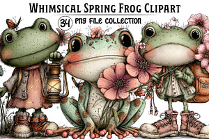 Whimsical Spring Frog Clipart, an Illustration by Dream Creation