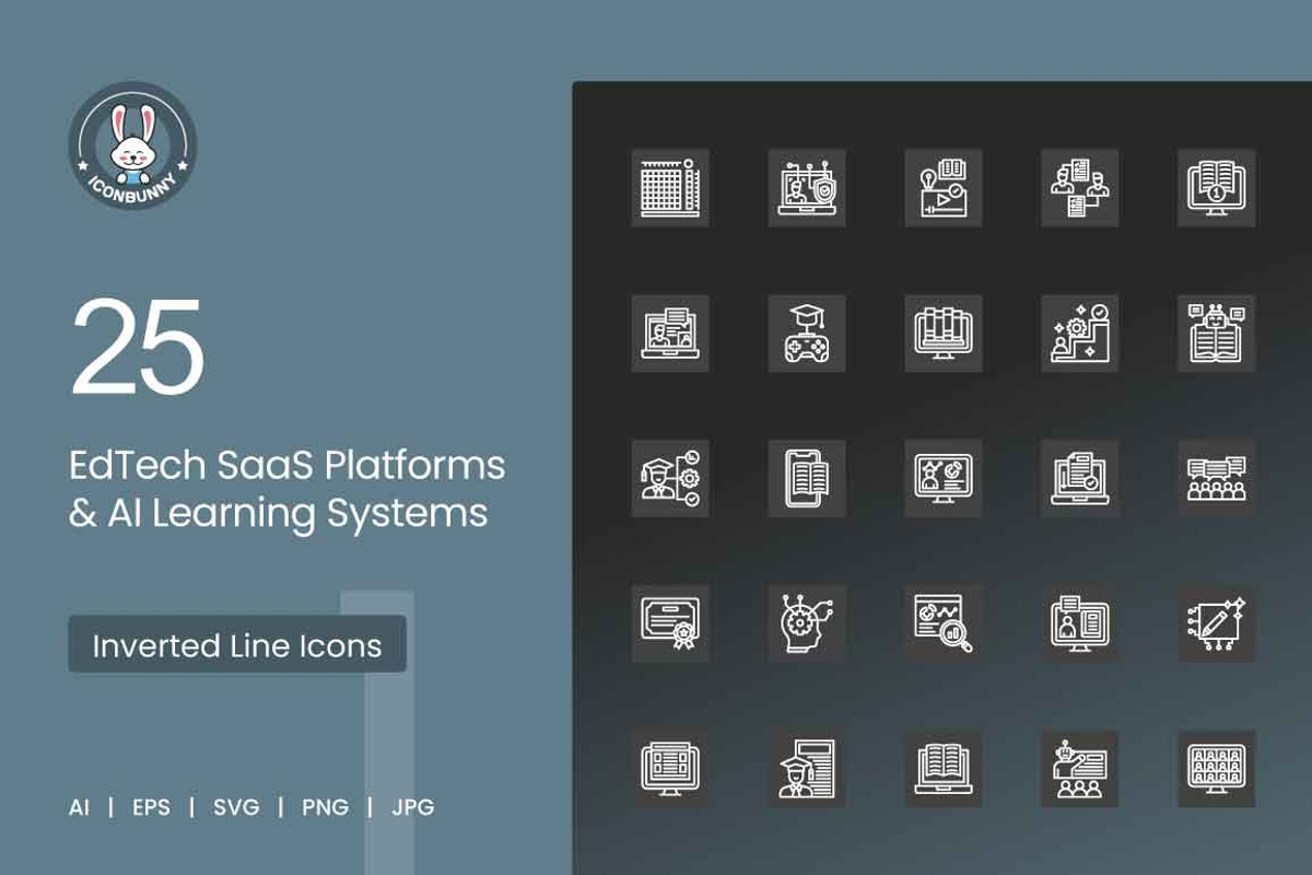 25 EdTech & AI Learning Icons., a Solid Icon by IconBunny (Photo 1 of 2)