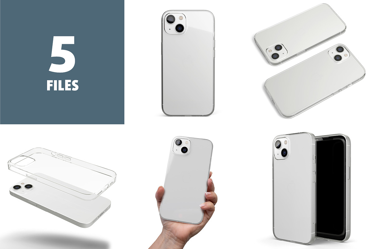 Phone 13 Clear Case Mock-up, an iPhone Mockup by Colatudo Store (Photo 2 of 8)