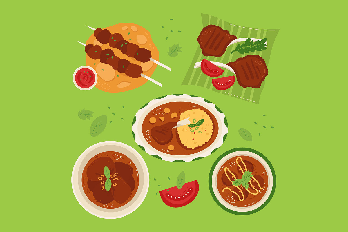 Green Eid Adha Food Illustration, a Food Illustration by graphicook