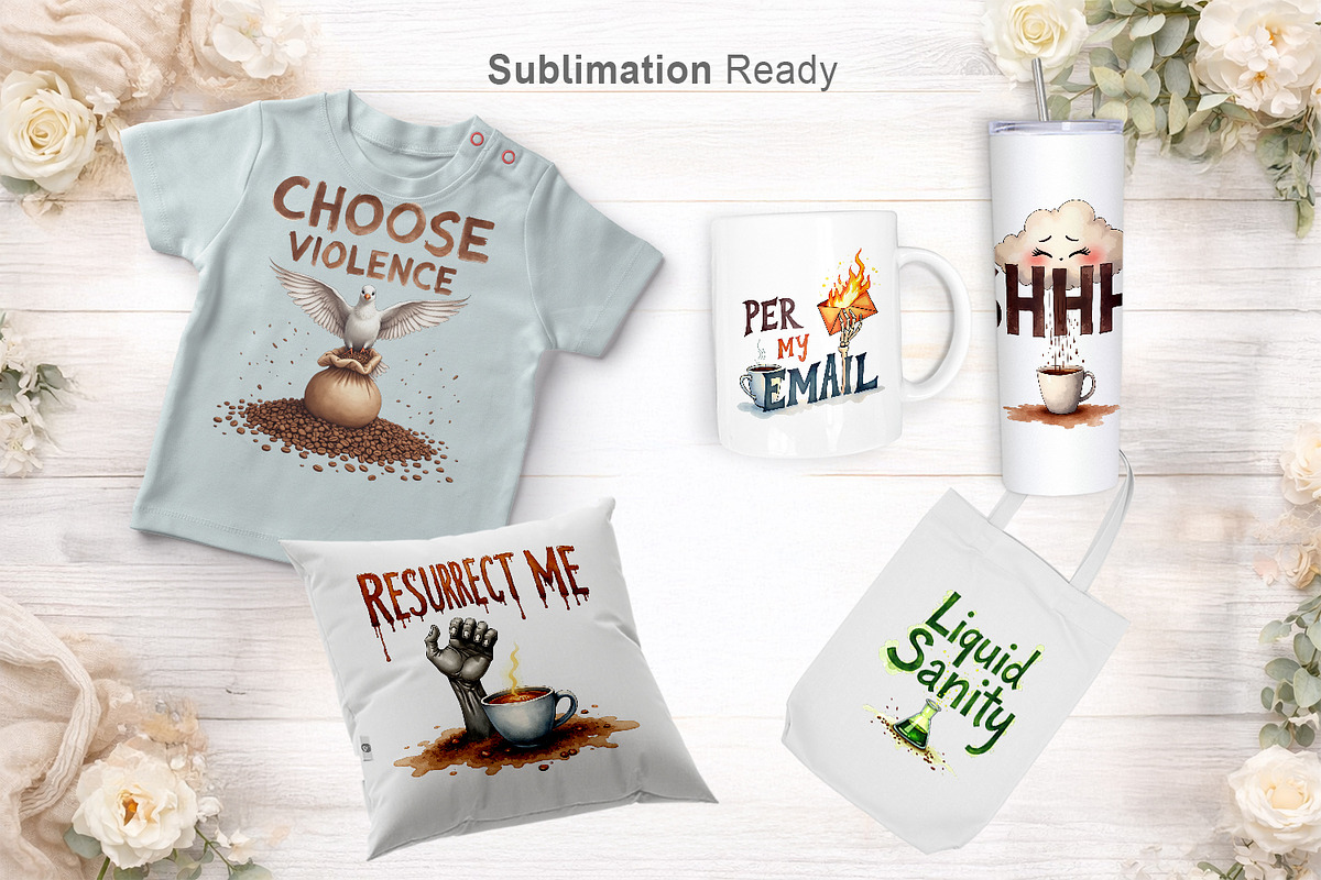 Sarcastic Coffee Sublimation PNGs, an Illustration by Artnoy (Photo 6 of 8)