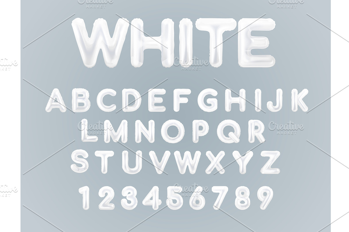 White balloon alphabet. Realistic, an Object Illustration by Stock-Smart-Start