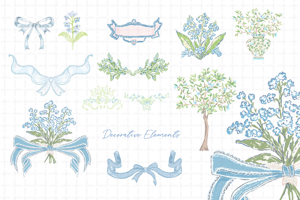Blue & Green crest, floral frames, a Decorative Illustration by Lisima (Photo 4 of 10)