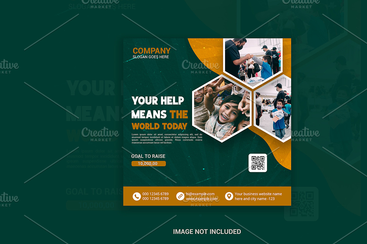 Charity social media post web banner, a Social Media Template by graphics city