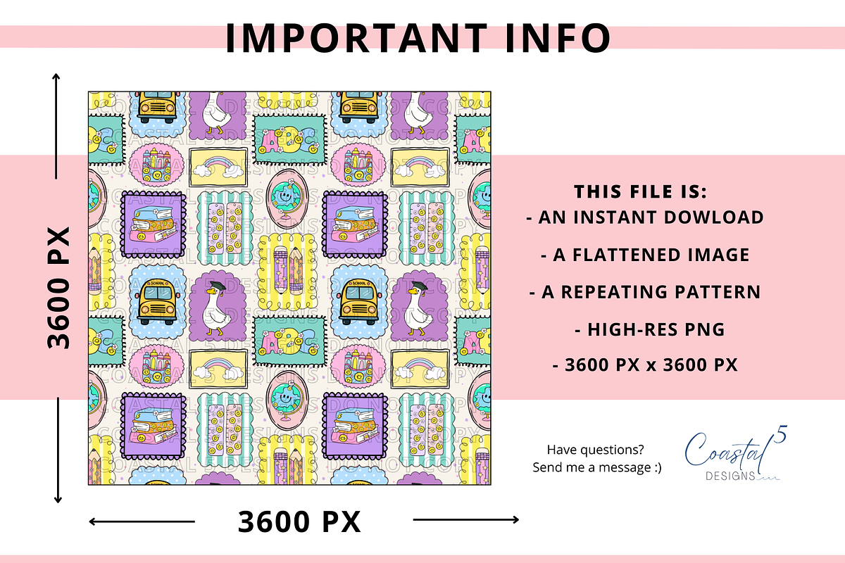 Frames Back to School Seamless, a Pattern Graphic by Coastal 5 Designs (Photo 3 of 3)