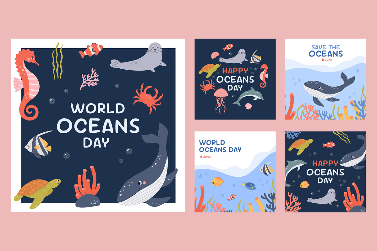 World Oceans Day poster set, a Product Mockup by Sabina_Ava