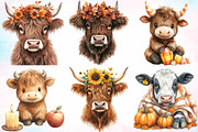 Autumn Highland Cow Clipart Bundle, a Seasonal Illustration by Canvas Craft (Thumbnail 2 of 8)